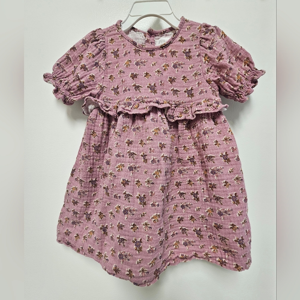 Zara Lilac Floral Ruffle Dress
